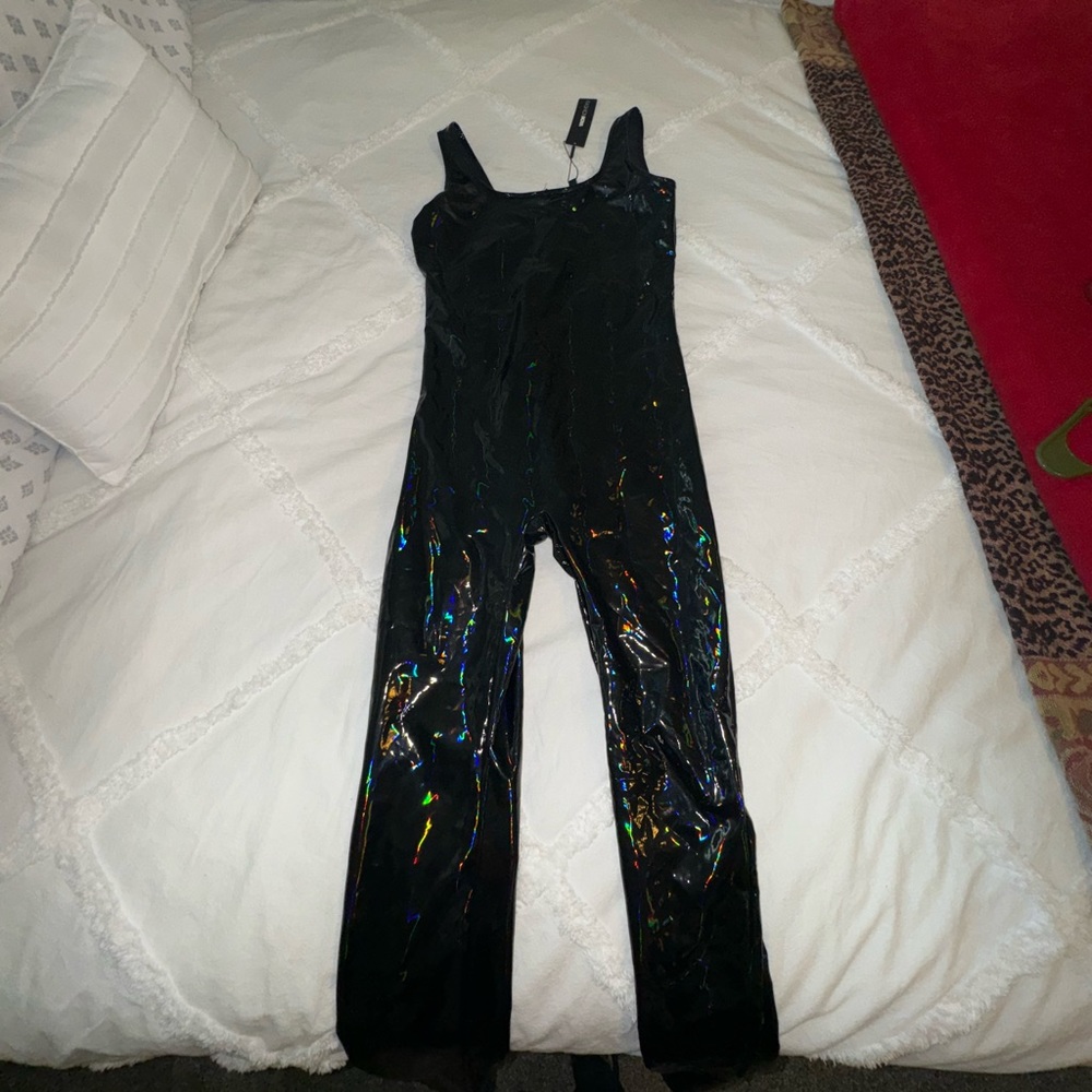 holigraphic jumpsuit fashion nova